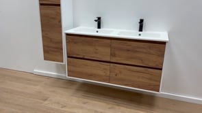 Badkamermeubel Treviso eik/wit met dubbele wastafel mat wit 120cm