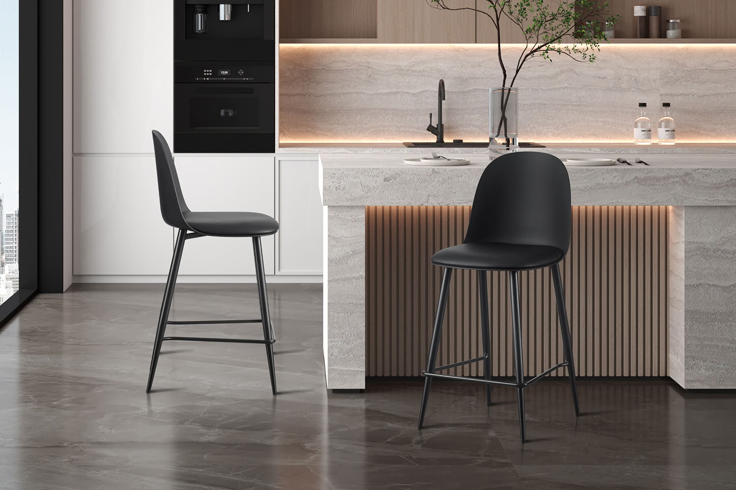 Chaise de bar Renilde noire