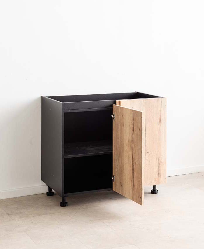 Armoire de cuisine d'angle Plenti chêne/noir 112cm droite