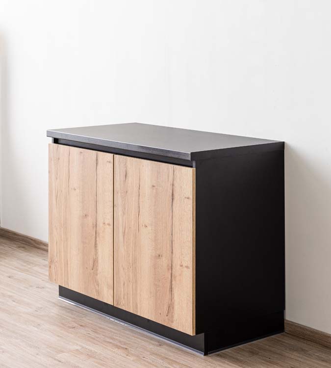 Armoire de cuisine Plenti meuble bas noir/aspect bois 120x78cm