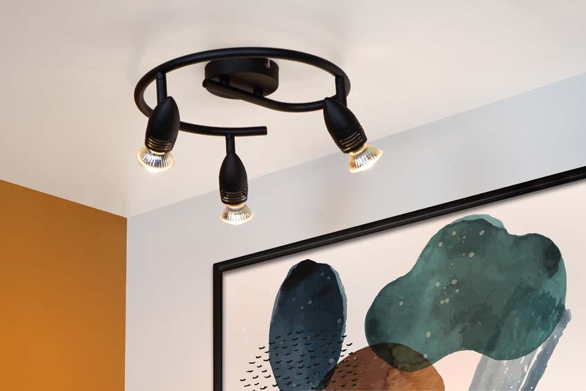 Plafondlamp - zwart - Ø31cm - 3xGU10 - 15W