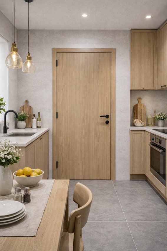 Porte intérieure complète Premium Oak 201,5x83cm tubulaire vertical réversible + châssis 16,5cm