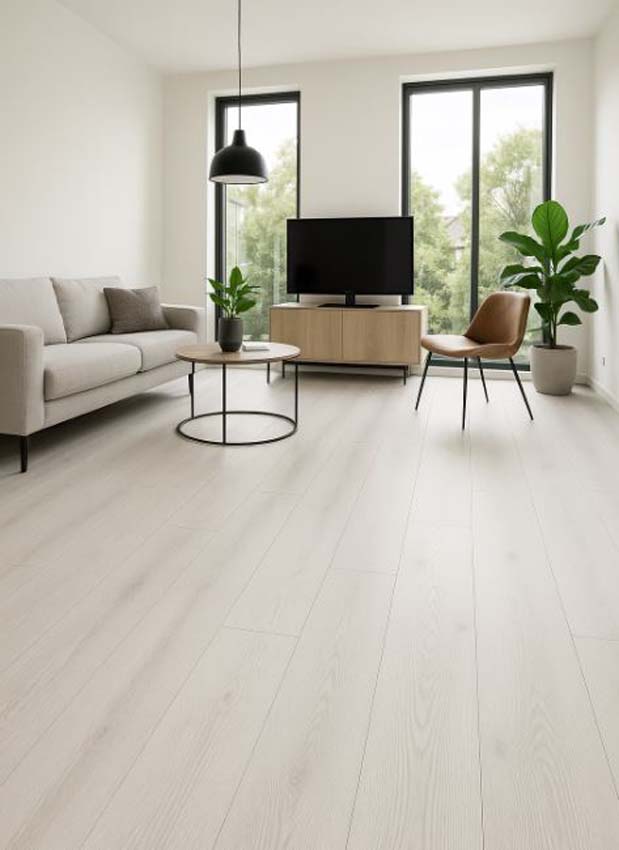 Laminaatvloer Trento 7mm eik wit 128,8x19cm