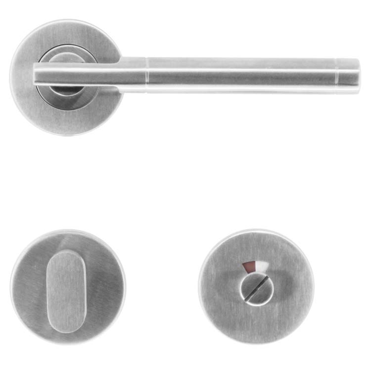 Deurkruk pro bozen inox plus met WC-slot