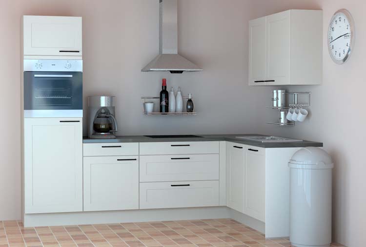 Cuisine d'angle Premium 13 blanche 275x187cm - pré-montée - sans appareils