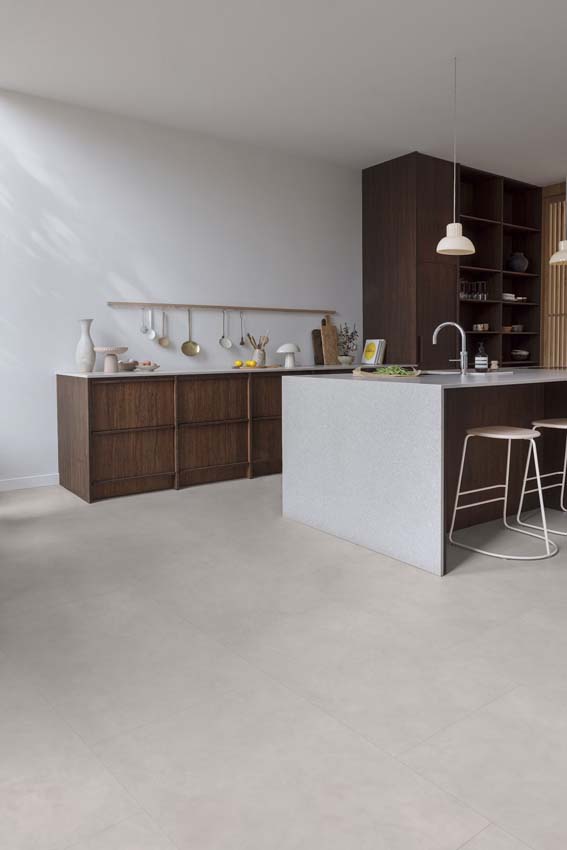 Vinyl vloer Floorify Pebble Beach tegel 4,5mm grijs 90x60cm