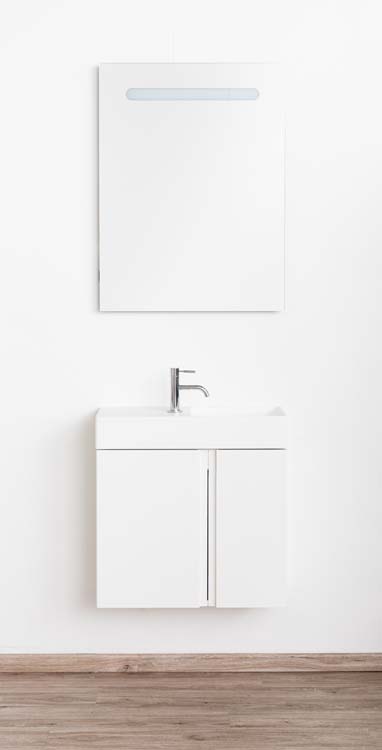 Toiletmeubel Ayko glanzend wit wastafel mat wit 60x60x22cm