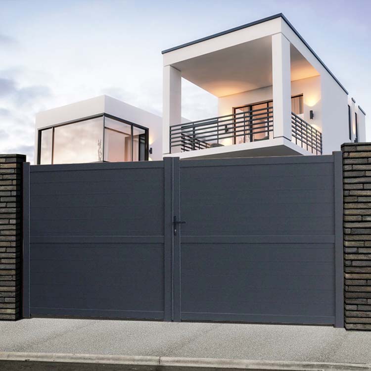 Portail battant double Orlando aluminium anthracite 300x180cm - fermé, quincaillerie incluse