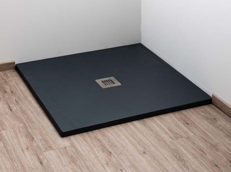 Douchebak Minimalism composiet met gelcoat grafiet 90x90cm