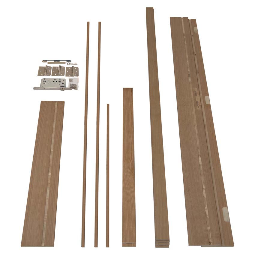 Complete binnendeur Versailles fineer eik 201,5x93cm massief hout omkeerbaar + deurkast 16,5cm