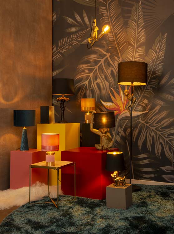 Tafellamp hond - goud/zwart - 21x21x31,5cm - E14 - 35W