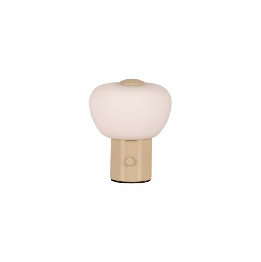 Lucide Essential Gustav - Oplaadbare Tafellamp - Accu/Batterij - H9,5cm - LED Dimbaar - 1x0,8W 2700K - Beige