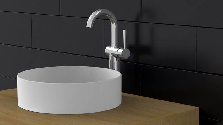 Robinet de lavabo Charlotte avec poignée latérale chrome surélevé