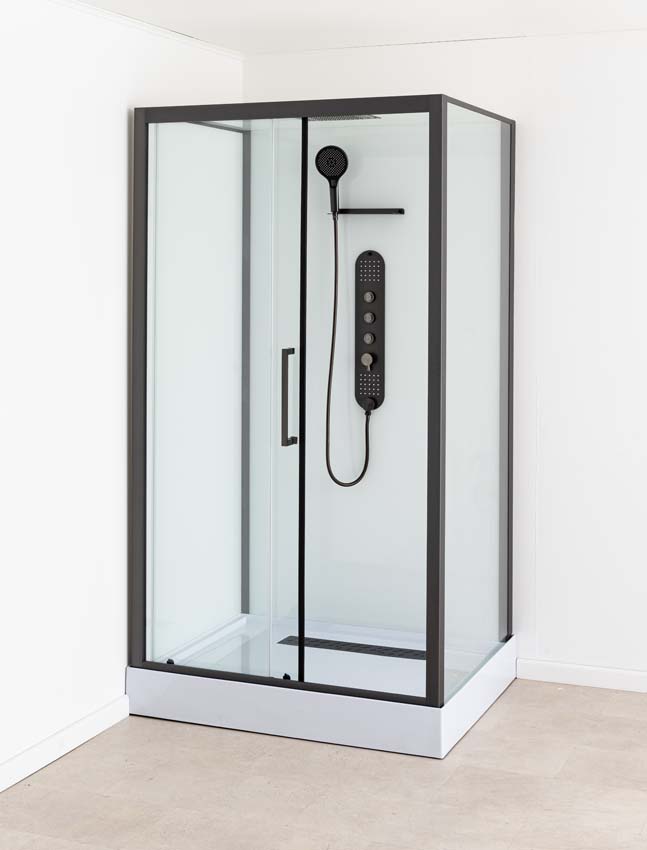 Douchecabine Amani Links gunmetal schuifdeur 90x115x215cm