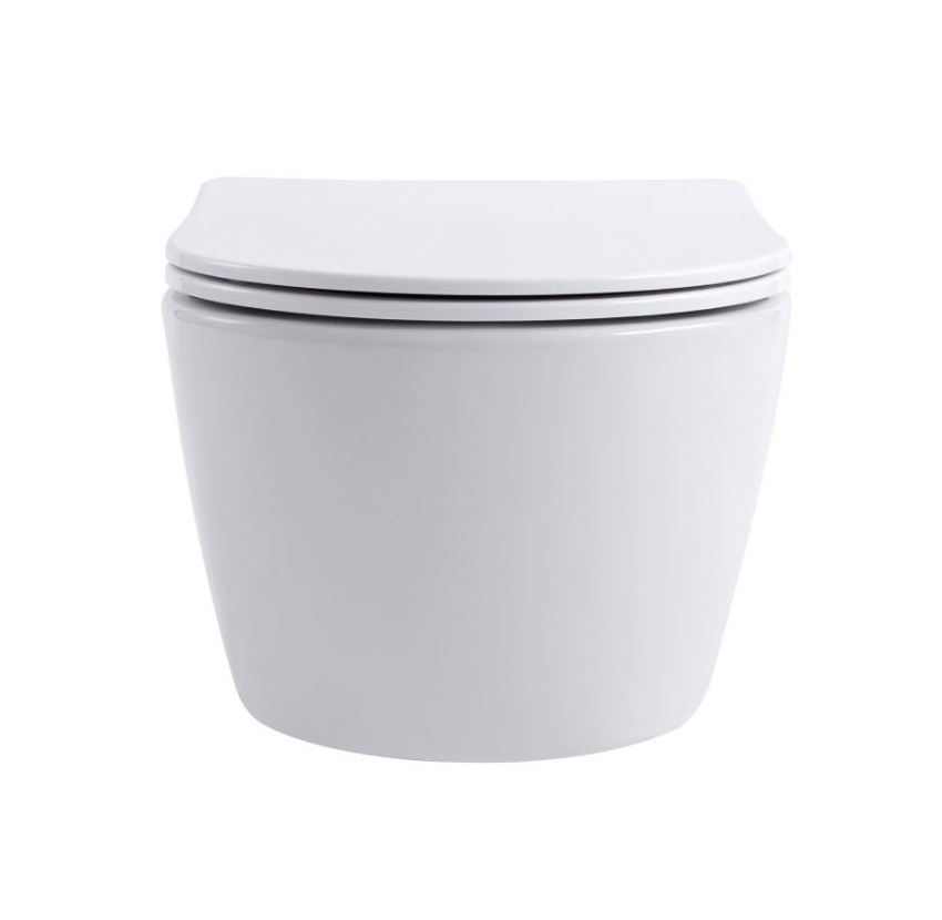 Hangtoilet Achilles rimless dual flush glanzend wit inclusief softclose WC-bril