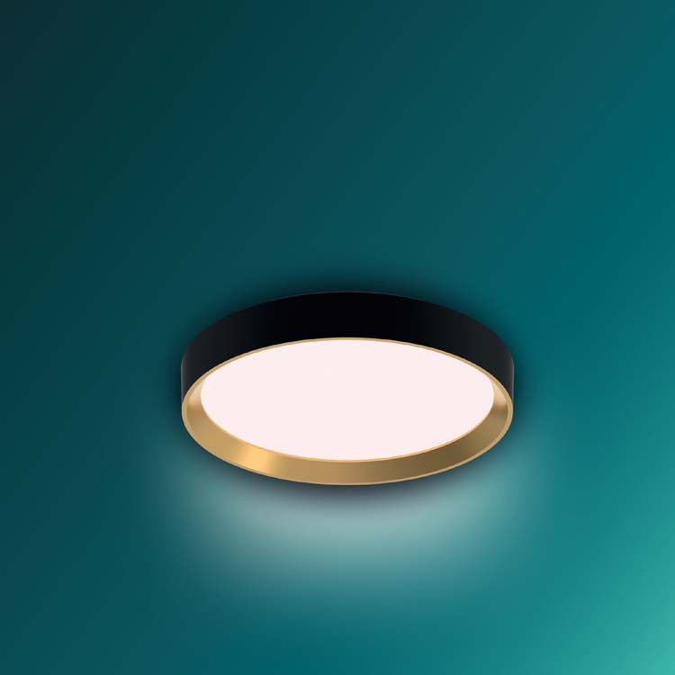 Plafondlamp - zwart/goud - 6,6xØ38,4cm - dimbaar - LED - 1x24W - 2700K