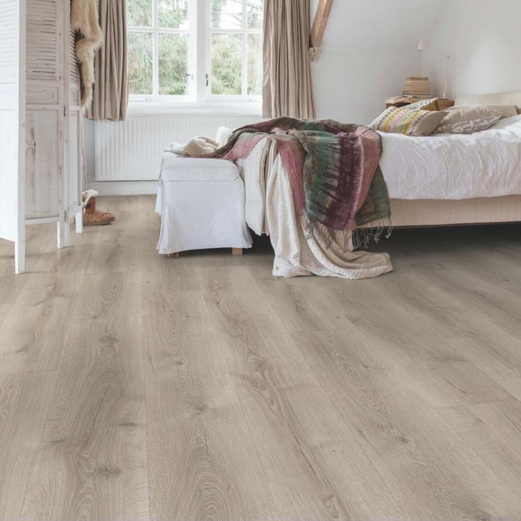 Laminaat Quick-Step Majestic 9,5mm woestijn eik geborsteld grijs 205x24cm