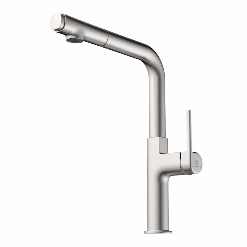 Keukenkraan Wasserwerk WK 11 inox-look met uittrekbare uitloop