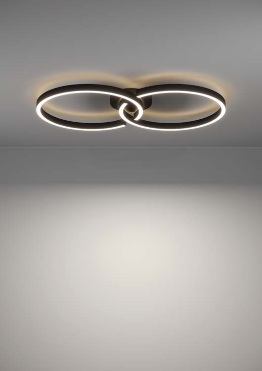 Plafonnier - noir - 67,5x38x6,5cm - dimmable - LED - 2x9,75W - 2700-6500K + RGB