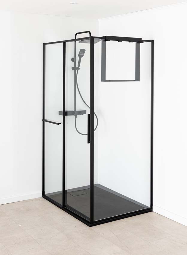 Porte de douche coulissante Ulani noir 138-140x200cm
