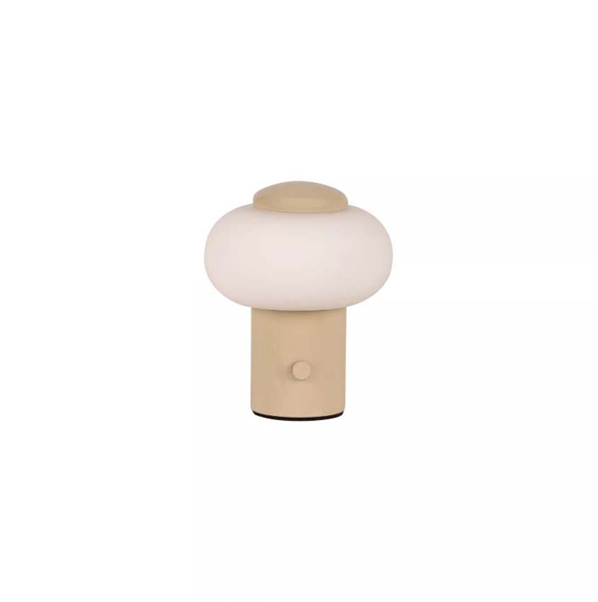 Lucide Essential Gustav - Lampe de table rechargeable - Batterie/Pile - Ø8cm - LED dimmable - 1x0,8W 2700K - Beige
