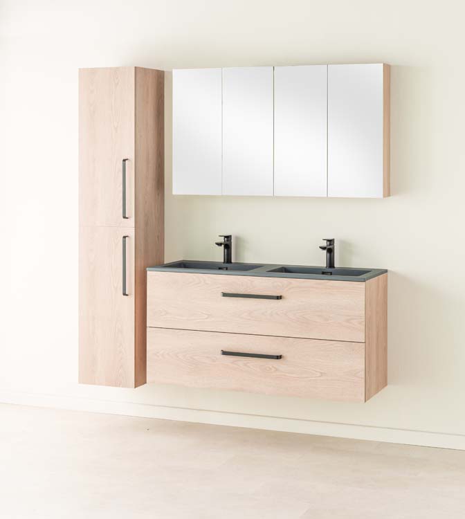 Meuble salle de bain Chêne Bison 1200 mm lavabo ciment