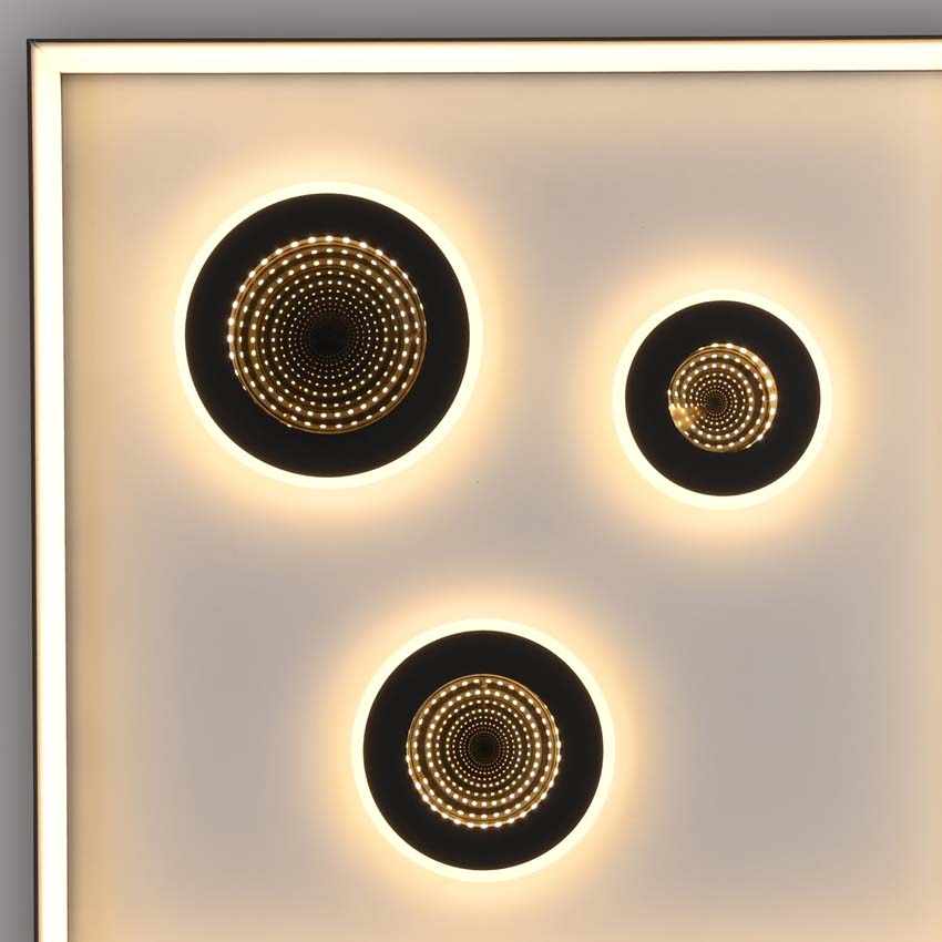 Plafonnier - zwart - 45x45cm - dimbaar - 32W - 2700-5000K - met afstandsbediening