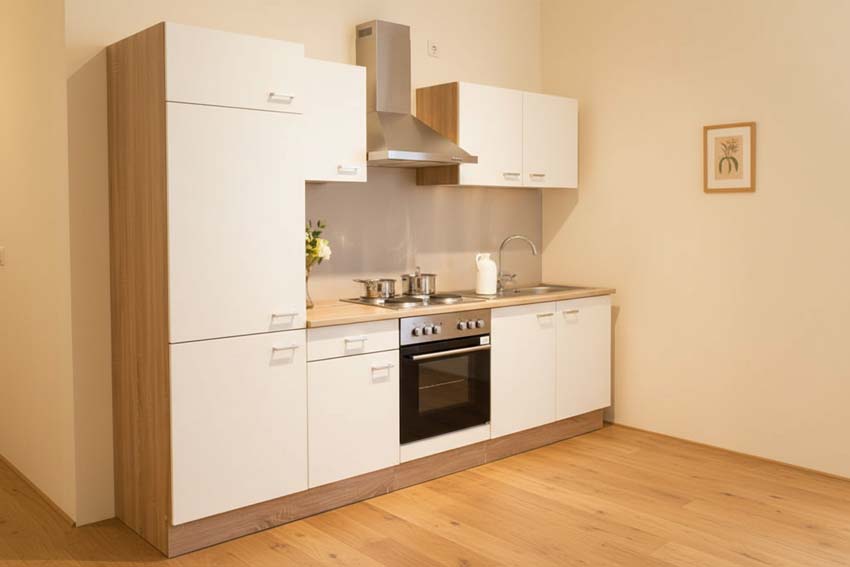 Keuken Budget wit/houtlook 270cm - zonder toestellen