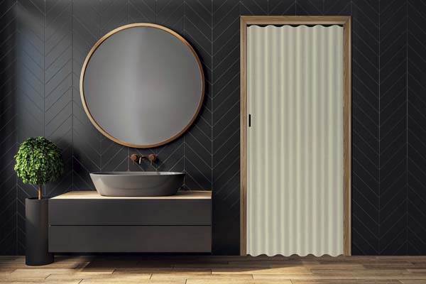 Vouwdeur ivory kunstleder op maat