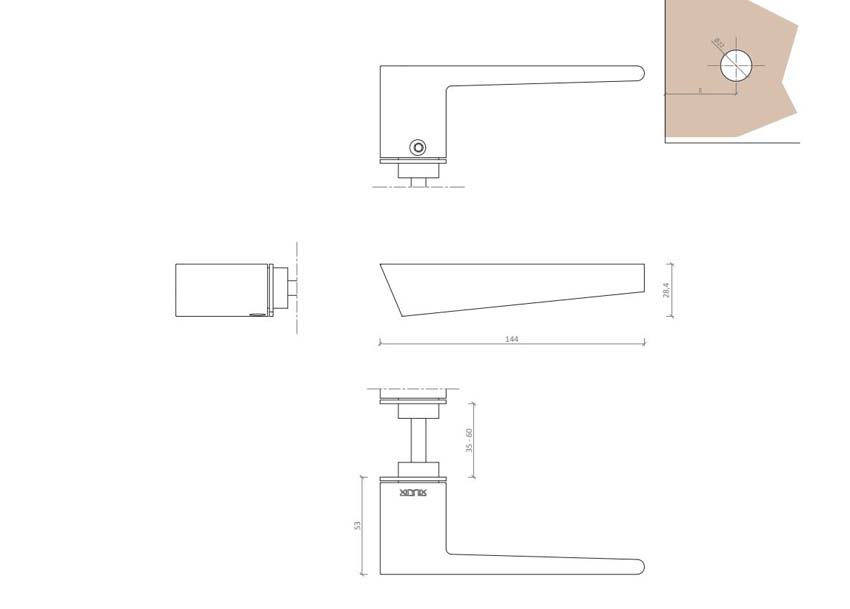 Poignée de porte Xinnix 002 en acier noir kit complet rosaces non comprises