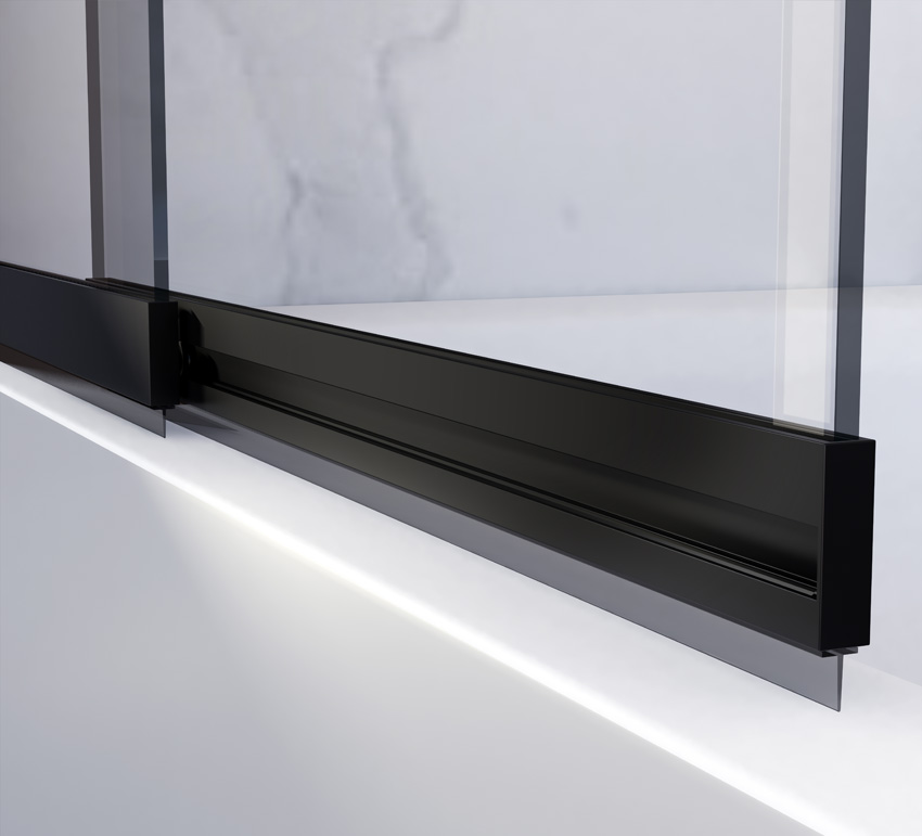 Pare-baignoire Unna verre/noir mat extensible 100x145cm