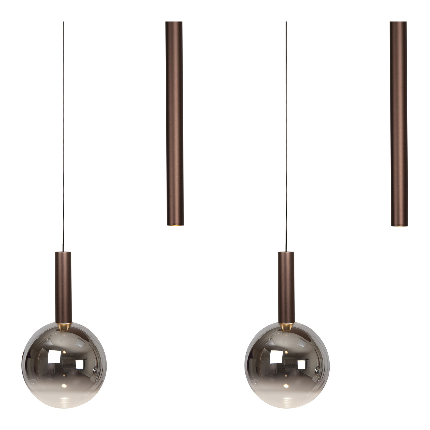 Lucide Premium Jasmine - Suspension - LED Dim. - CCT - 7X4W 2200K/3300K - Convient aux mezzanines et plafonds hauts - Cuivre