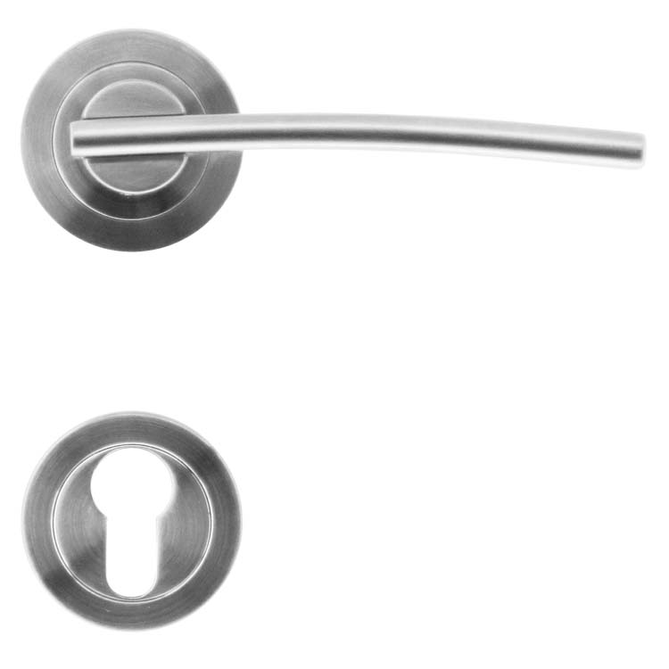 Poignée de porte terni look inox rosace cylindre
