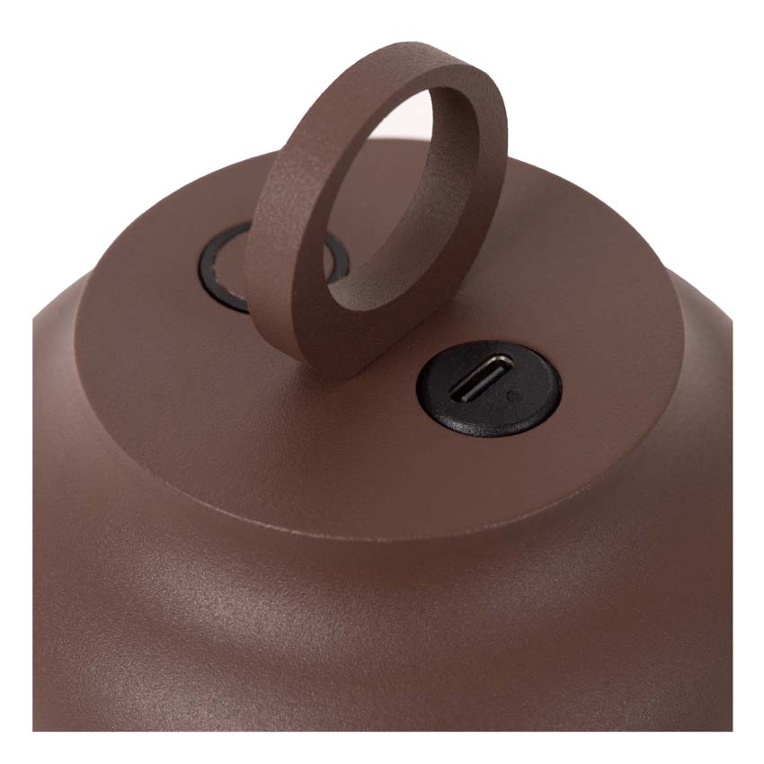 Lucide Essential Wells - Applique murale rechargeable intérieur/extérieur - Batterie - Ø10cm - LED dimmable - CCT - 1x5W 2700K/4000K - IP54 - Brun rouille