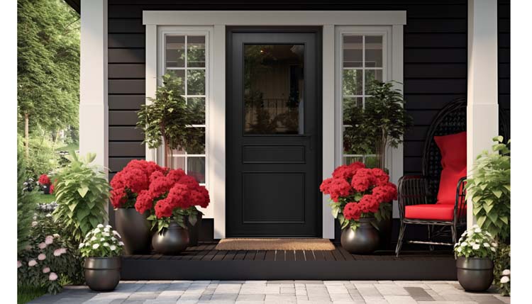 Houten buitendeur halfglas Taag meranti zwart helder glas rechtstrekkend op maat