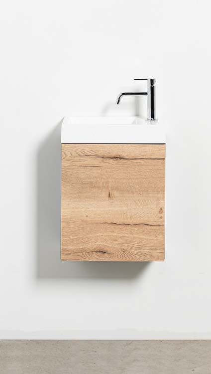 Toiletmeubel Dotan eik wastafel wit 45x40x22cm