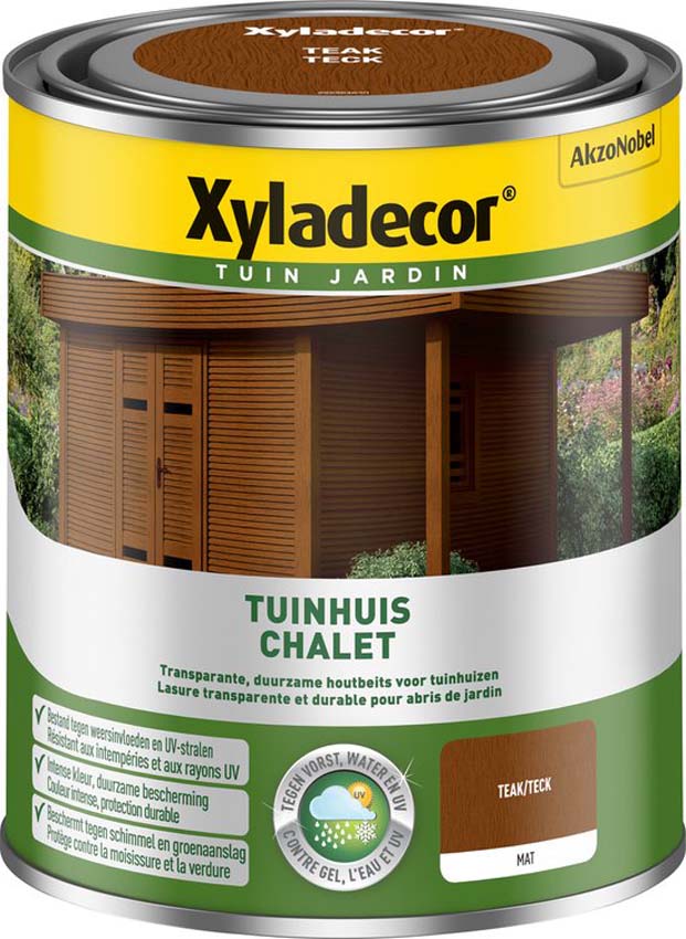 Houtbeits tuinhuis Xyladecor teak 750ML