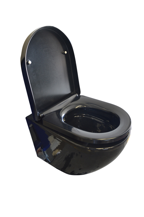 Hangtoilet Gary rimless zwart verkort inclusief softclose WC-bril
