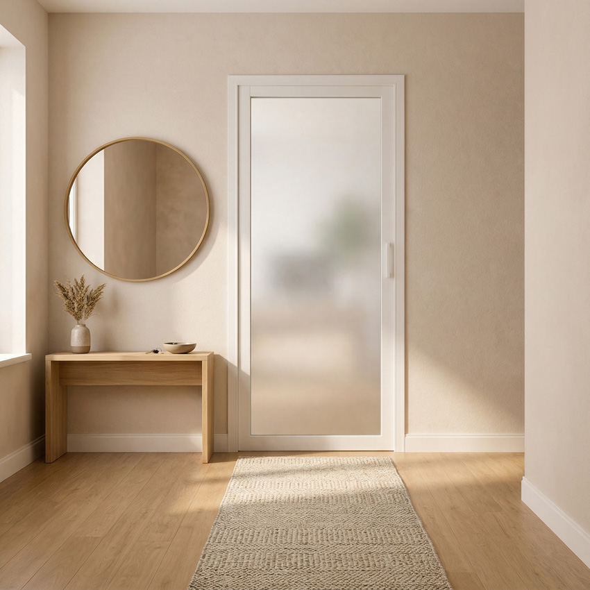 Bloc-porte 63cm steel look feeling blanc 1R verre mat 201.5cm