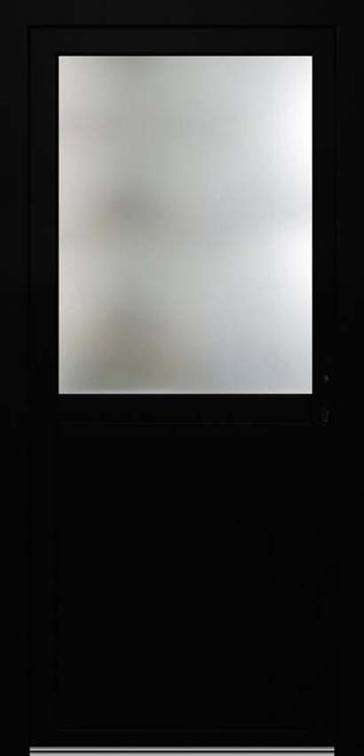 Porte extérieure pvc noire/noire 980 x 2180 mm demi-vitrée mat D