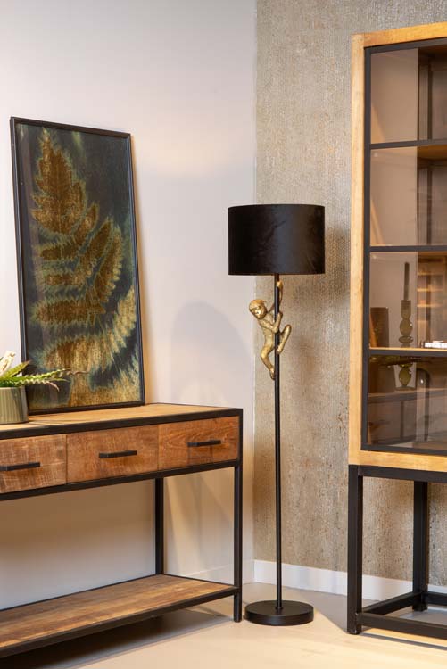 Staande lamp aap - zwart/goud - H150cm - E27 - 60W