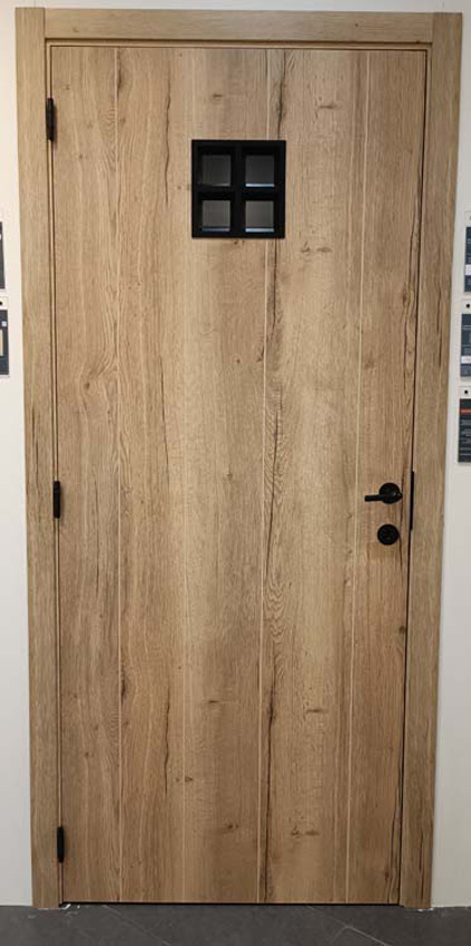 Porte intérieure complète Realwood Oak 4500 verre clair 201,5x78cm tubulaire réversible + châssis noir 20cm