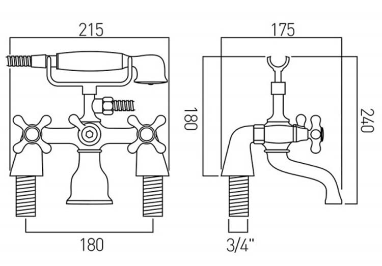 Bad-douchekraan Traditional chroom randmontage