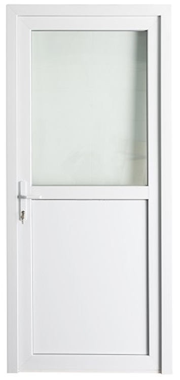 Porte extérieure semi-vitrée PVC verre clair blanc 980x2180mm ouvrant à gauche