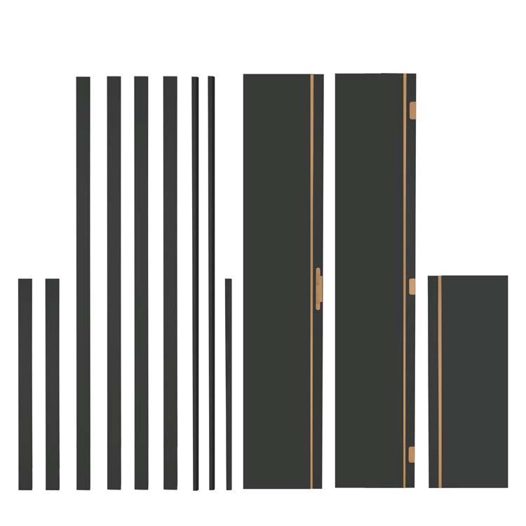 Porte intérieure complète Graphite grise 201,5x68cm structure alvéolaire réversible + châssis 16,5cm