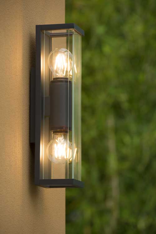 Lucide CLAIRE MINI - Wandlamp Buiten - H36cm - Antraciet