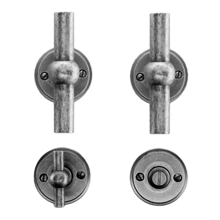 Poignée de porte pro grado T+T vieil argent avec serrure toilette