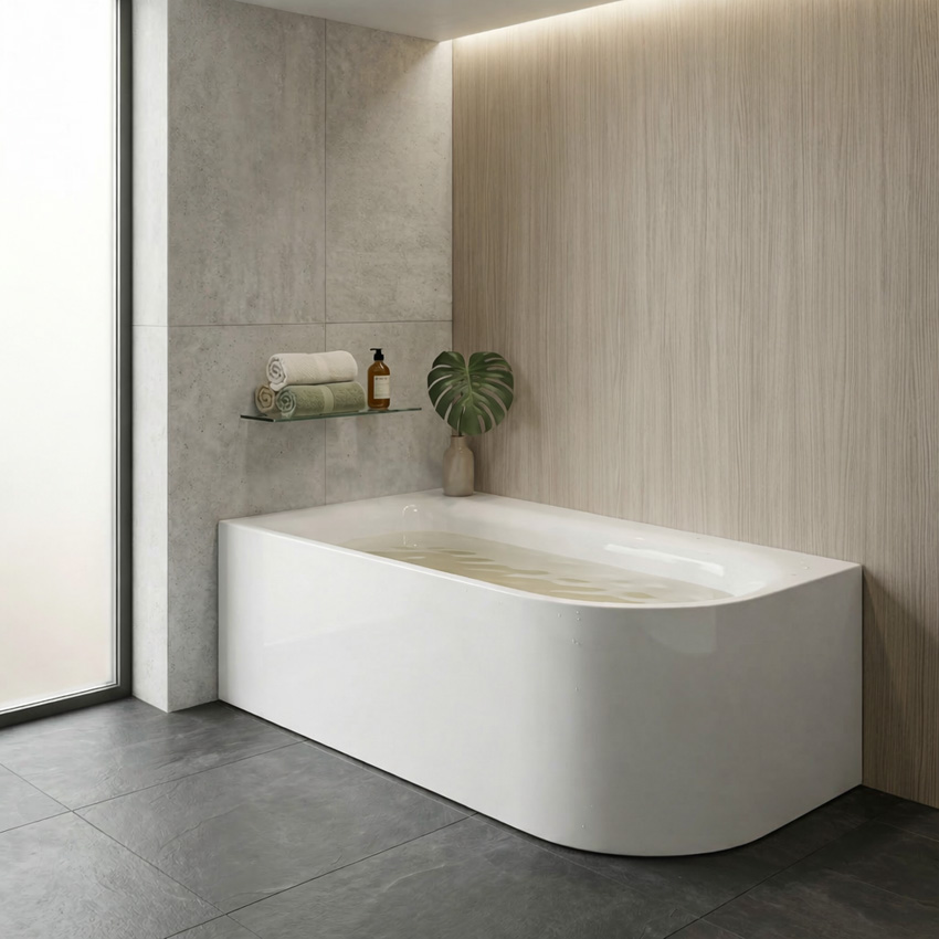 Baignoire d'angle Hilde blanc brillant gauche 170x78cm
