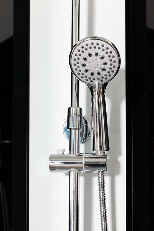 Douchecabine Adam zwart schuifdeuren 100x100x215cm incl. doucheset Sara chroom