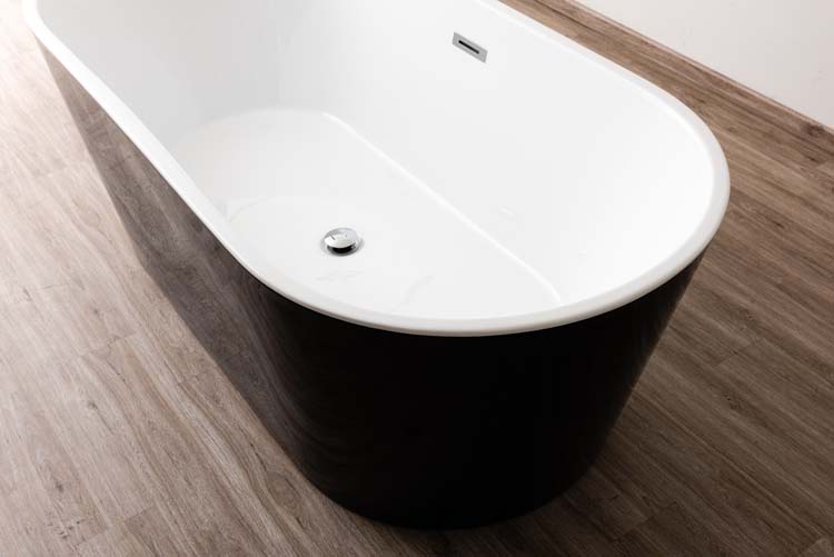 Vrijstaand bad Belle mat zwart/wit 170x80cm